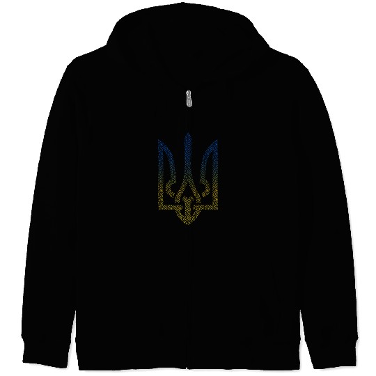 Ukraine Flag And Trident Ukrainian Zip Hoodies