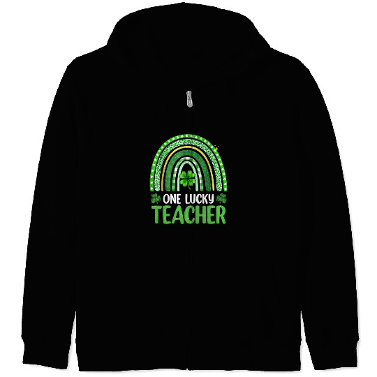 One Lucky Teacher Rainbow St Patrick’S Day Zip Hoodies