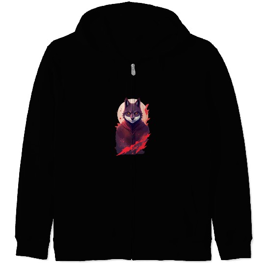 Ninja Style: The Cute Wolf Face with a Twist of Me Zip Hoodies