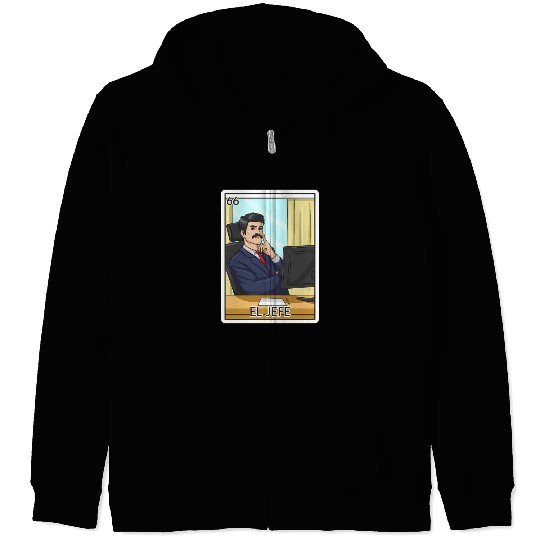 El Jefe The Boss Card Mecan Lottery The Chief Zip Hoodies