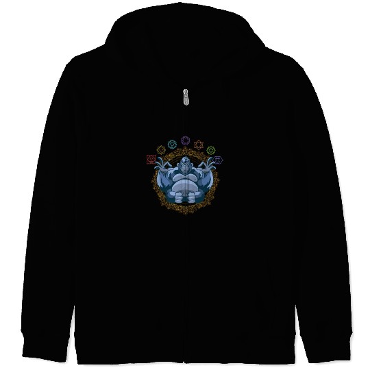 Chakras Meditating Gorilla Ape Monkey Zip Hoodies