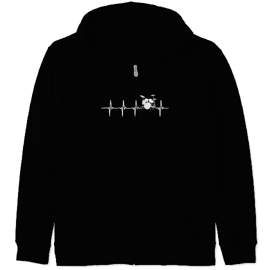 Drummer Heartbeat For Drummers Percussionists Zip Hoodies