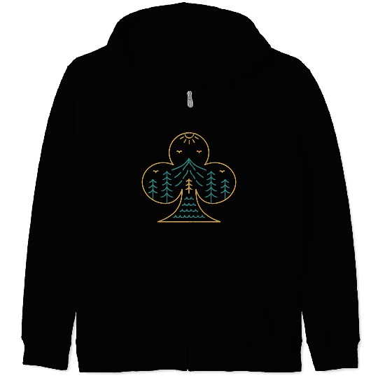 Playing Card Club Symbol Of Nature Zip Hoodies