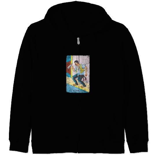 Loteria El Borracho Colorful Tarot Card Zip Hoodies