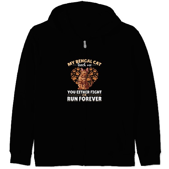 Bengal Cat Heart Paw Gift Cat Breeder Zip Hoodies