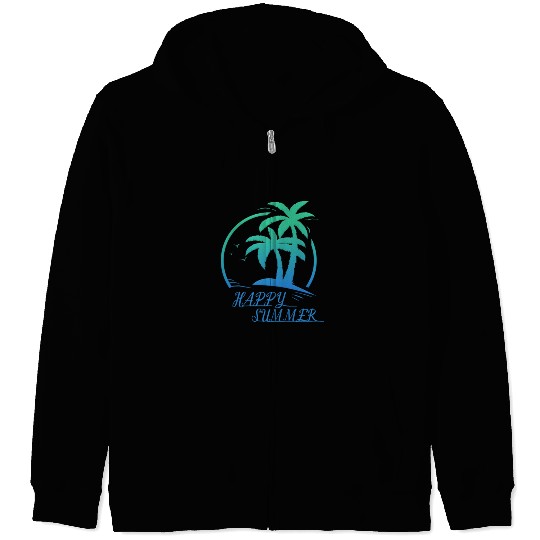 Happy Summer Short Sleeve Zip Hoodies