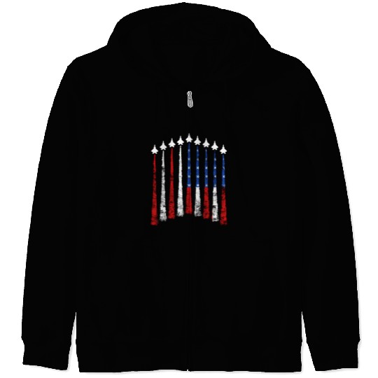 Fighter Air Plane Us Veterans y American Flag Zip Hoodies