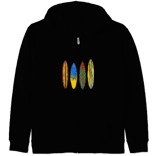 And Colorful Surfboards On Tropical Waves Zip Hoodies