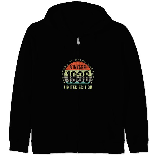 Vintage Made In 1936 87 Year Old Retro Zip Hoodies