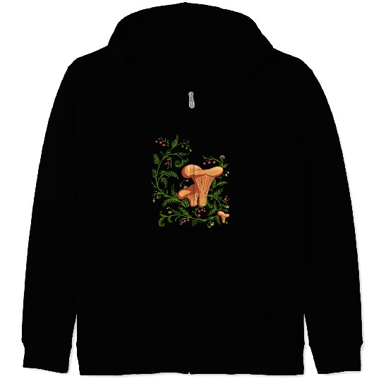 Forest Mushrooms Floral Fungi Ukrainian Vyshyvanka Zip Hoodies