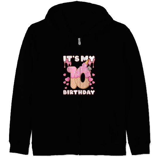 It'S My 10Th Ice Cream Happy 10 Years Zip Hoodies