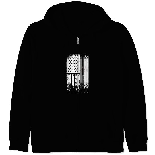 Correctional Officer - Us Flag Thin Silver Line Zip Hoodies