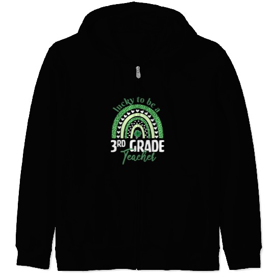 Lucky To Be A 3Rd Grade Teacher St Patric Day Leop Zip Hoodies