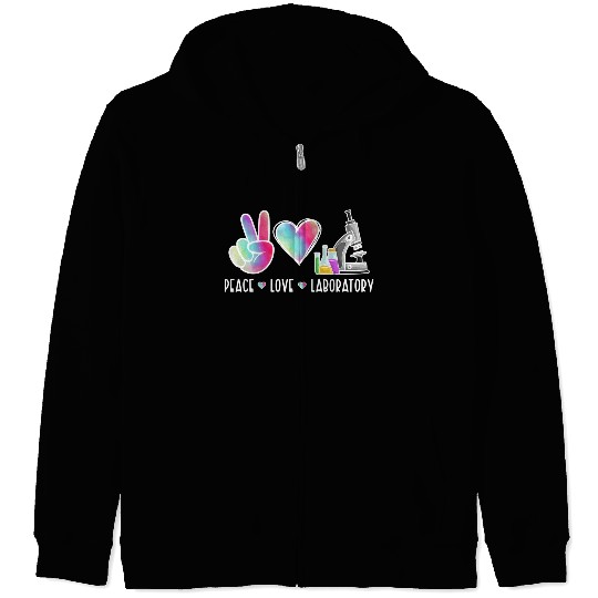 Lab Technologist Peace Love Laboratory Zip Hoodies