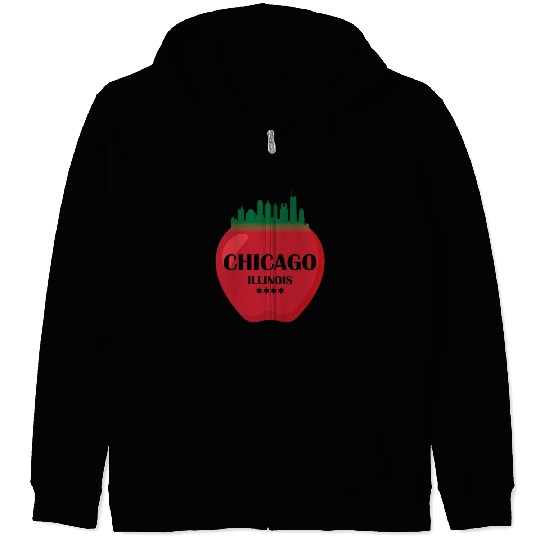 Chicago illinois state city skyline on apple Zip Hoodies