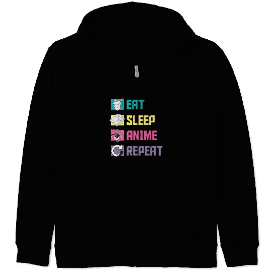 Eat Sleep Anime Repeat funny Zip Hoodies