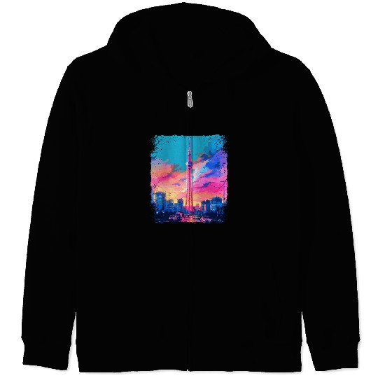 Aesthetic Japanese Skytree Tokyo Vaporwave Sight Zip Hoodies