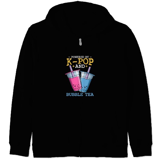 Powered By K Pop And Bubble Tea Kawaii Korean Boba Zip Hoodies