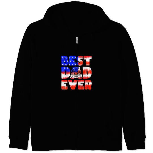 Best Dad Ever Us American Flag Father's Day Truck Zip Hoodies