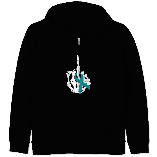 Fuck Ovarian Cancer Middle Finger Ovarian Cancer A Zip Hoodies