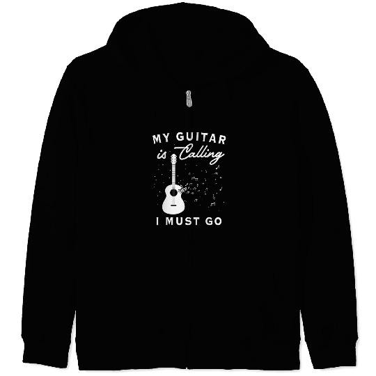 My Guitar Is Calling Guitar Player For Men Zip Hoodies