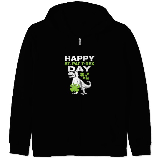 Happy St Pat Trex Day Dino St Patric Day Zip Hoodies