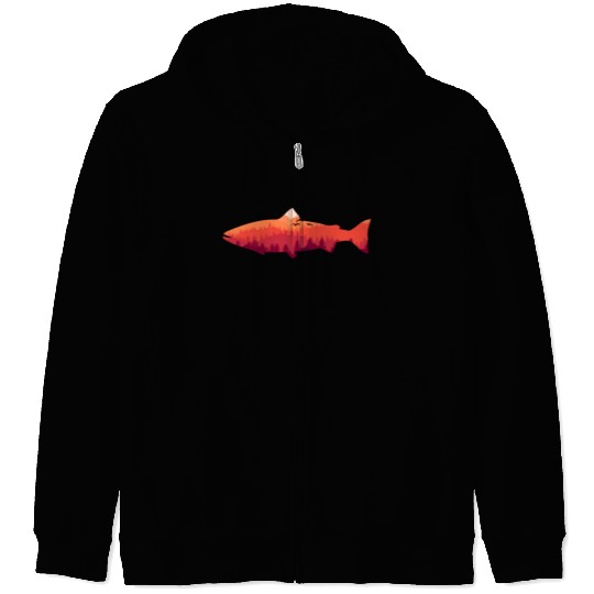 Trout Fly Fishing Nature Outdoor Fisherman Zip Hoodies