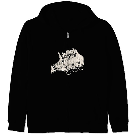 Nashville Guitar Skyline Country Music City Zip Hoodies