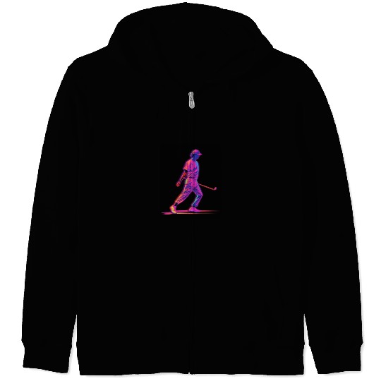 Golfer Golf Player Golfing 80s 90s Retro Zip Hoodies