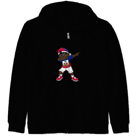 Dabbing Haitian Haiti Flag Dab Dance Zip Hoodies