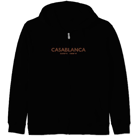 Morocco City Coordinates Casablanca Zip Hoodies