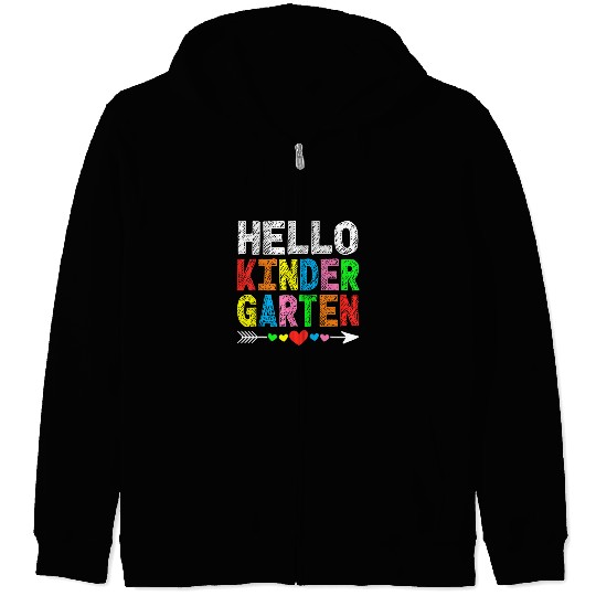 Hello Kindergarten Teacher & Student Kinder Back Zip Hoodies
