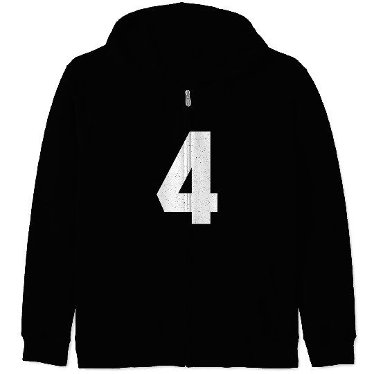 Jersey Block Number 4 Athletic Sports Uniform Back Zip Hoodies