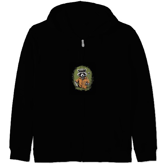 Golfer Raccoon Golf Club Golf Player Golfing Zip Hoodies