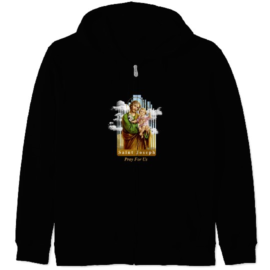 Saint Joseph Catholic Church St Joseph With Infant Zip Hoodies