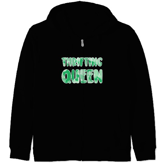 Thrifting Queen green camo Zip Hoodies