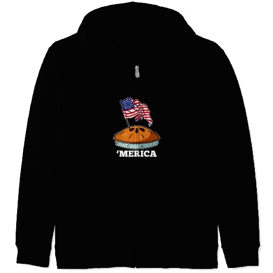 American Flag USA Apple Pie Merica 4th of July Zip Hoodies