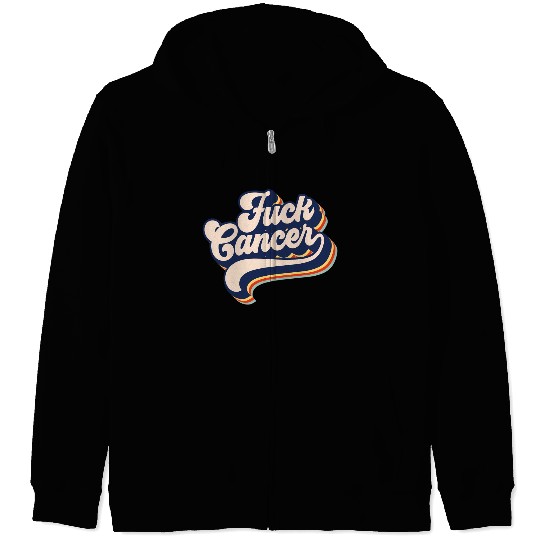Fuck Cancer Cancer Survivor Retro Fuck Cancer Zip Hoodies