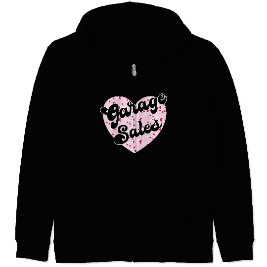Garage Sales pink floral heart Zip Hoodies