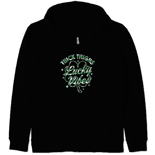 Thick Thighs Lucky Vibes Buffalo Plaid Saint Zip Hoodies