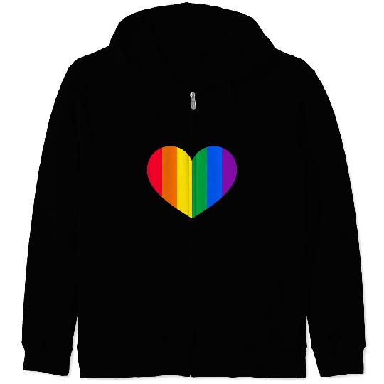 Gay Pride Rainbow Heart Zip Hoodies