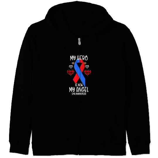 Chd Awareness Remembrance Hero Is Now My Angel Zip Hoodies