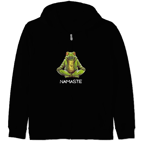 Yoga Meditation Namaste Frog Zip Hoodies
