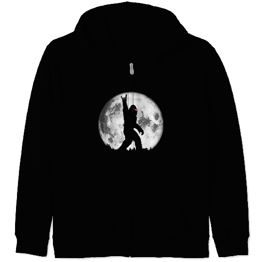 Rock N' Roll Bigfoot Sunglasses Night Stroll Moon Zip Hoodies