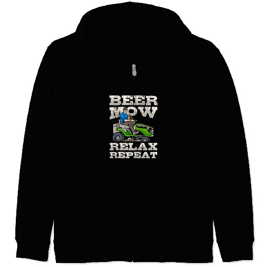 Lawn Mowing Lawn Mower Gardener Gardening Beer Zip Hoodies