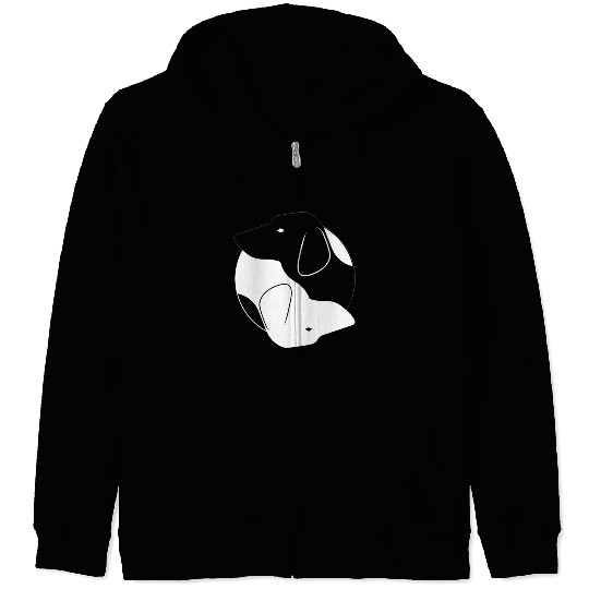 Yin Yang Dachshund Dog Symbol Zen Meditation Zip Hoodies