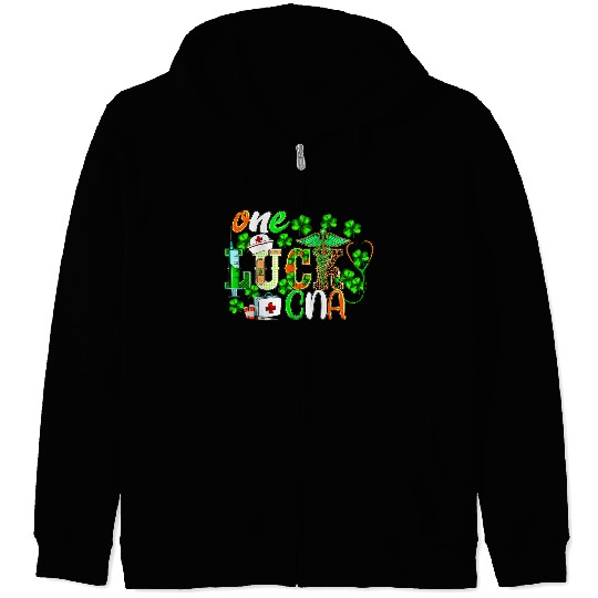 St Patrick'S Day One Lucky Cna Leopard Zip Hoodies
