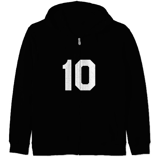 Jersey Number 10 Ten Athletic Sports Zip Hoodies
