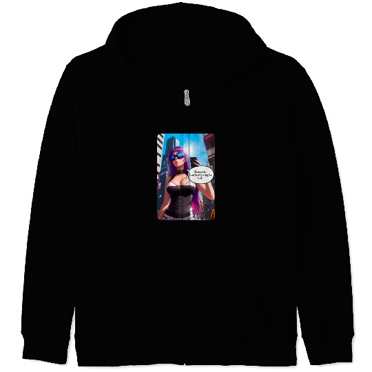 Cyberpunk Waifu Influencer Design 5 Zip Hoodies