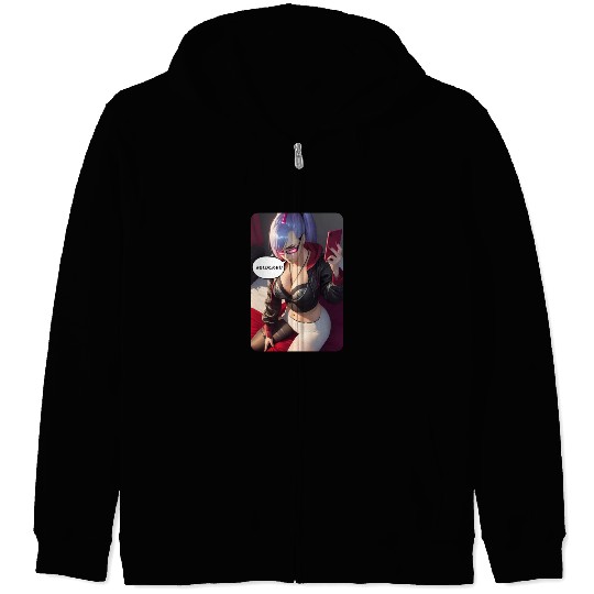 Cyberpunk Waifu Influencer Design 4 Zip Hoodies